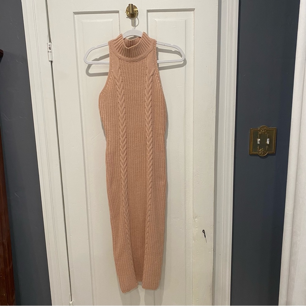 Sleeveless Sweater turtleneck dress mauve